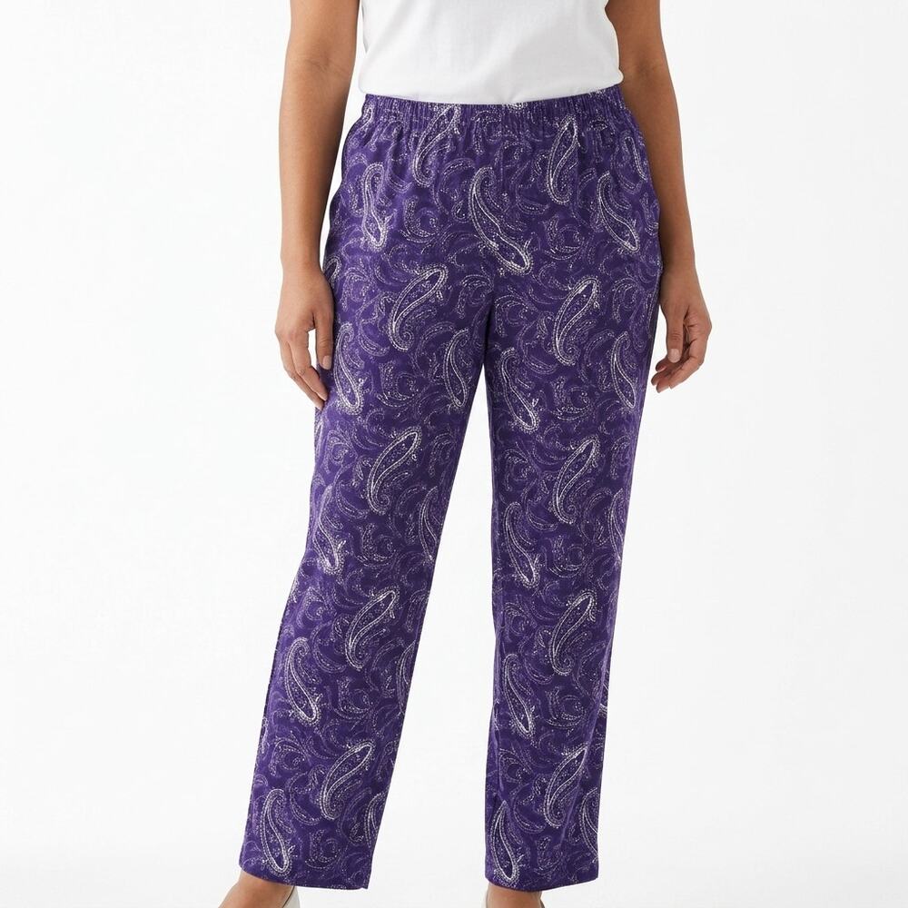 NWT Coldwater Creek Scroll Moleskin Pant Paisley Stretch Pants Women SizePL